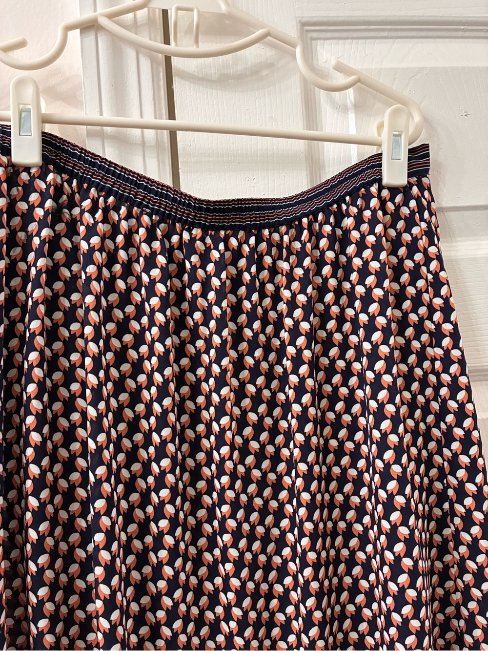 Max Studio Navy and Pink Patterned Midi Wrap Skirt with Side Tie - Picture 5 of 6